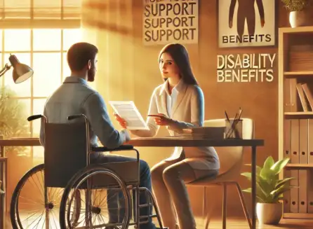 man in wheel chair at a meeting