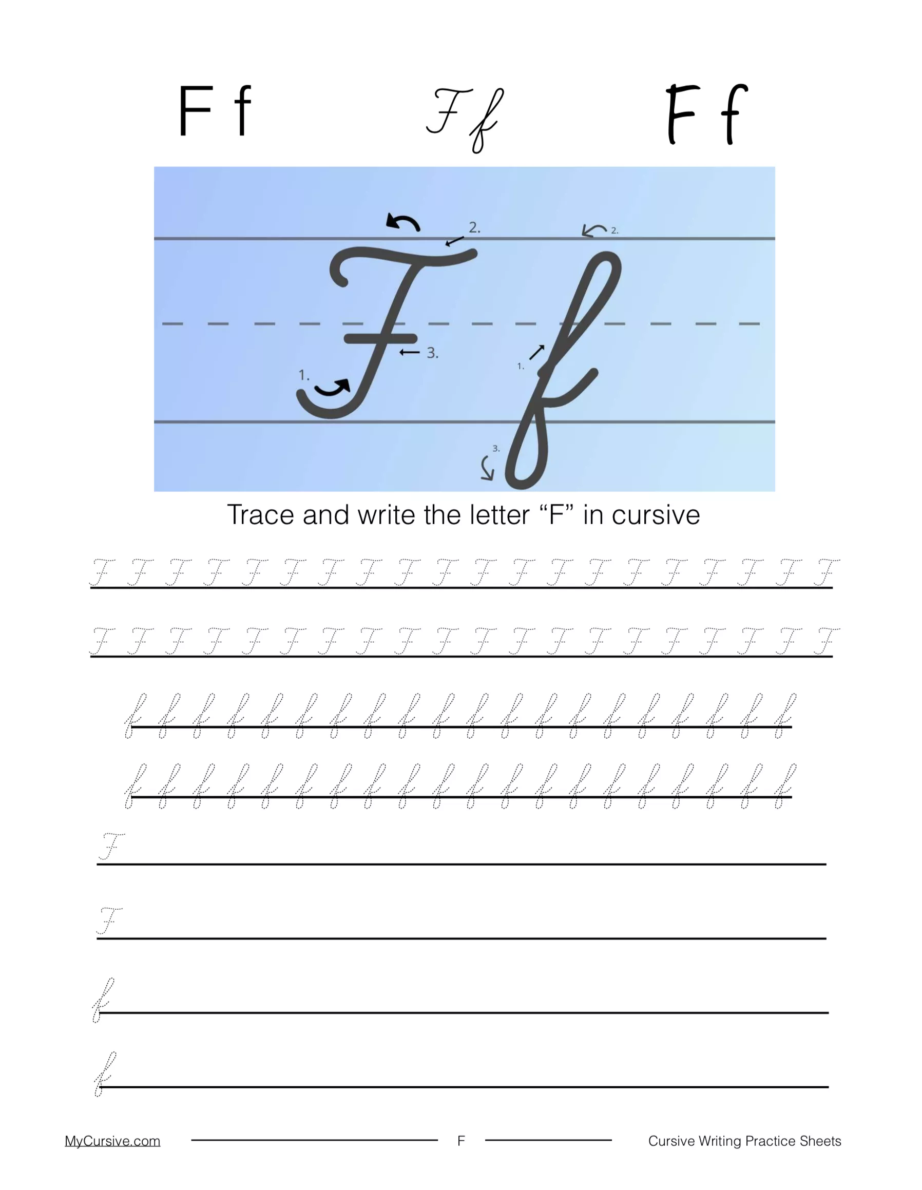 cursive F